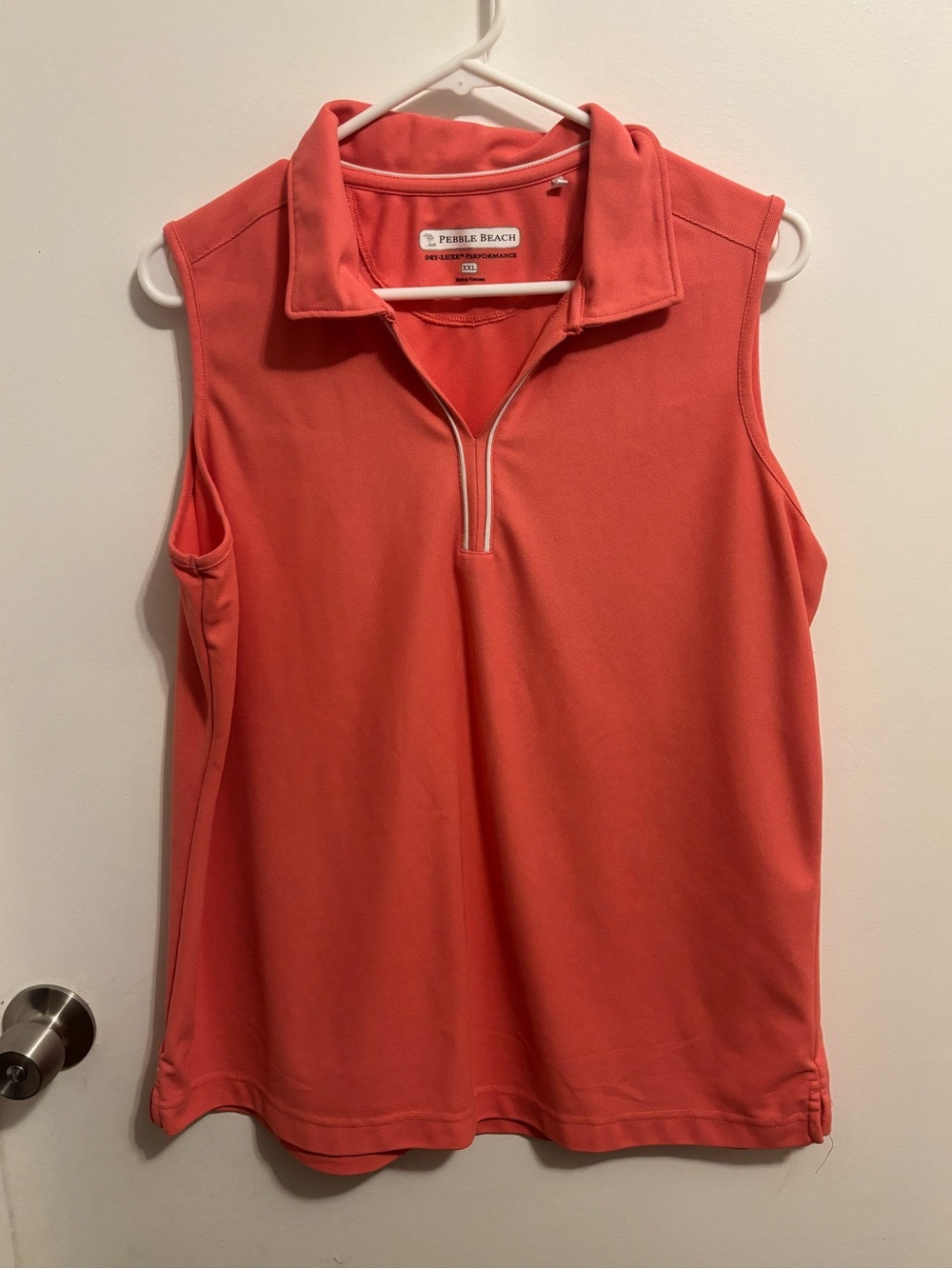 Pebble Beach Dry-Luxe Performance Coral Sleeveless Polo